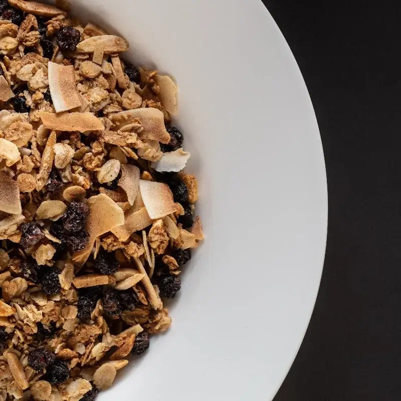 Granola with dried fruit in a bowl