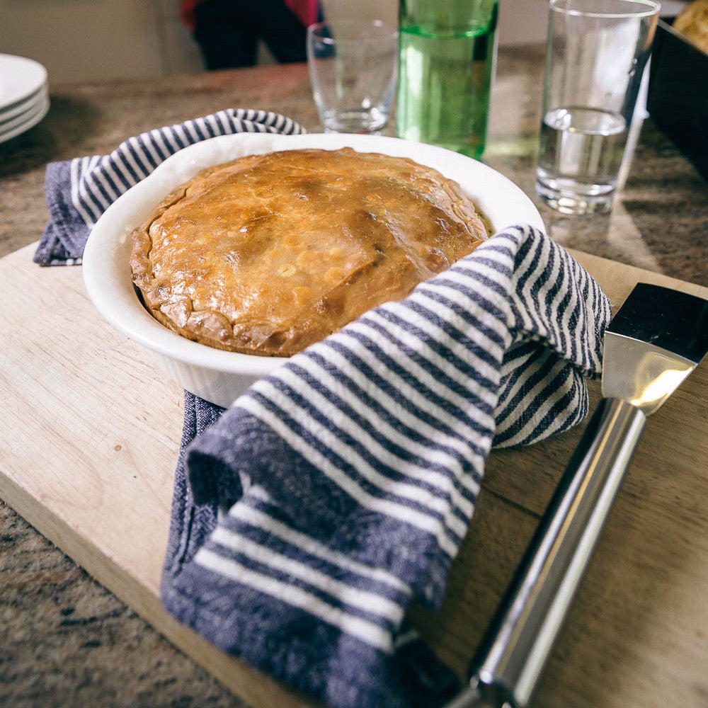 ready made home delivery meals featuring a pie in a bowl on table, meals delivered to your door