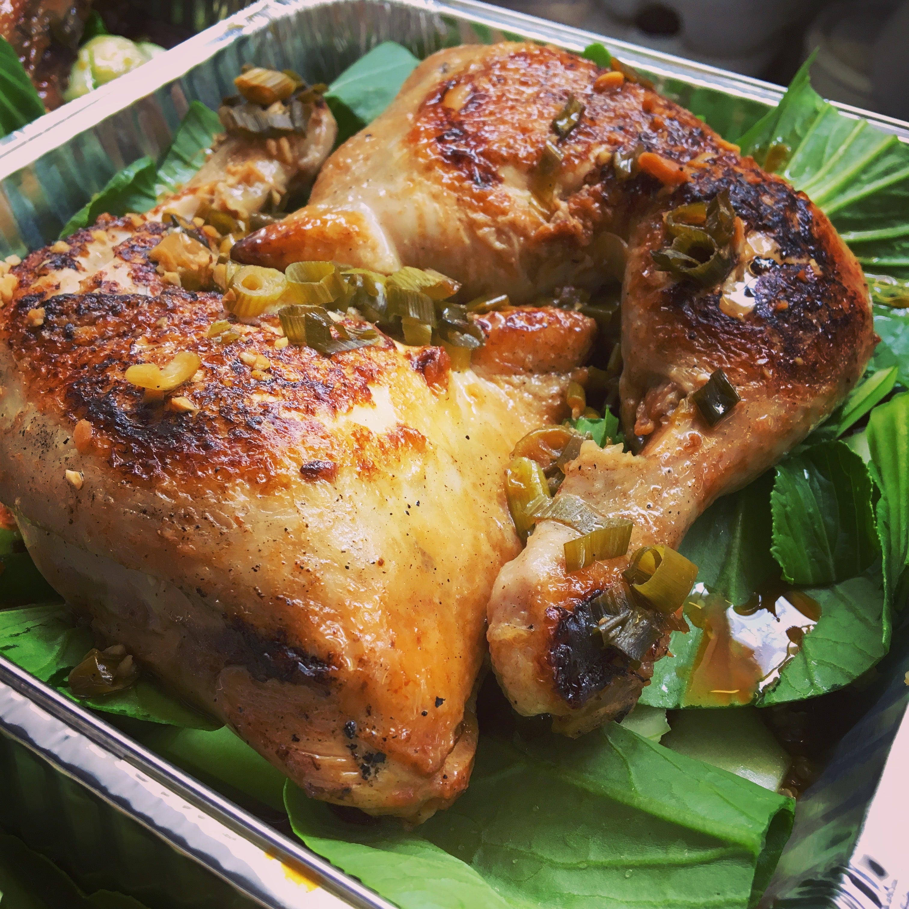 ready made home delivery meals featuring roast chicken in a tray